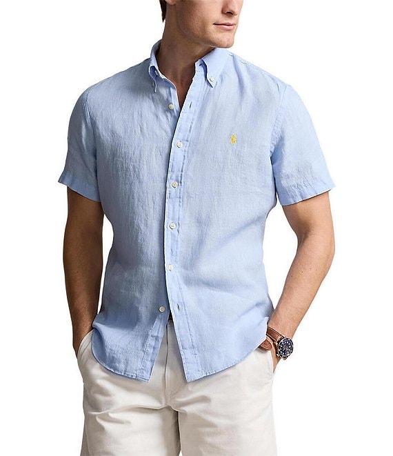Solid Linen Short-Sleeve Shirt