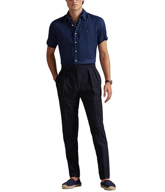 Polo Ralph Lauren Solid Linen Short Sleeve Woven Shirt | Dillard's