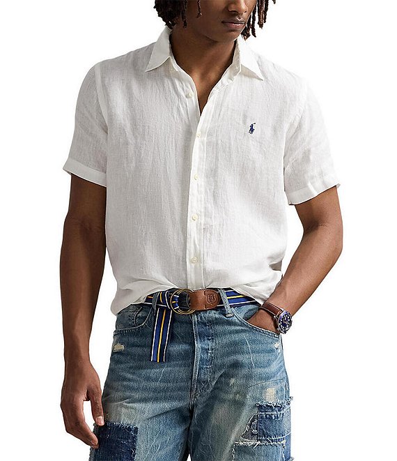 2024年 お歳暮・冬ギフト特集 Solid Lauren Ralph Polo Linen Shirt Woven Sleeve Short トップス