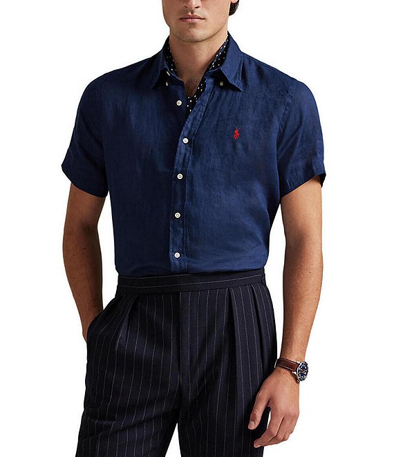 Polo Ralph Lauren Solid Linen Short Sleeve Woven Shirt | Dillard's