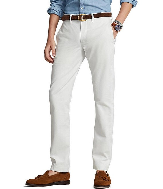 Color:Deckwash White - Image 1 - Straight-Fit Flat-Front Stretch Twill Chino Pants