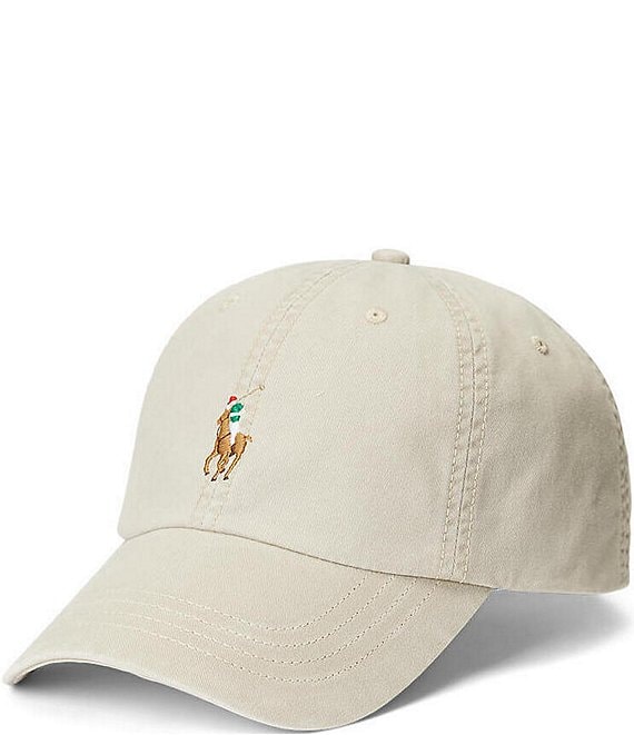 Polo Ralph Lauren Stretch Embroidered Pony Leather Strap Chino Cap