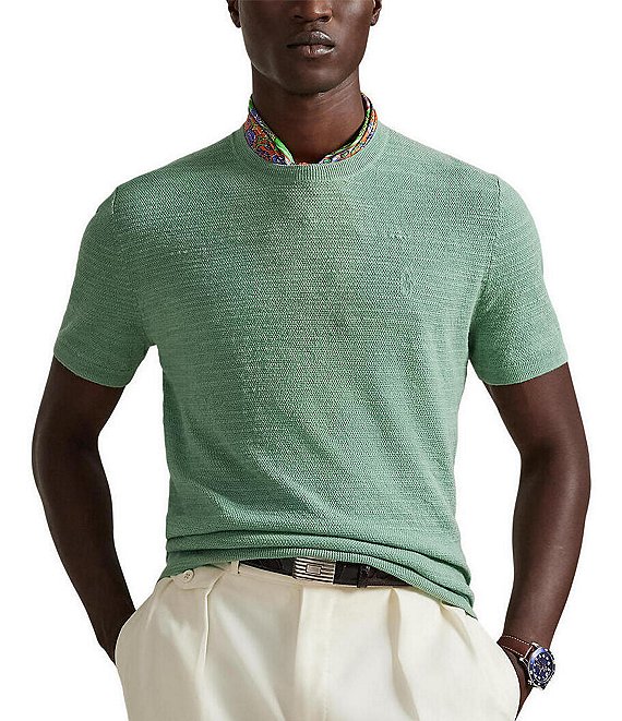 Polo Ralph Lauren Textured Linen Blend Short Sleeve Sweater