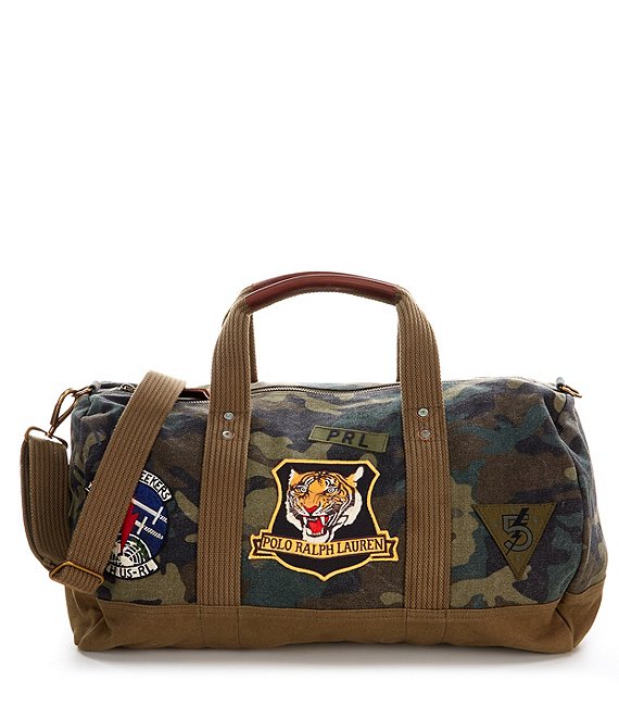 Polo Ralph Lauren Tiger Patch Camo Canvas Backpack Green Casual Travel Bag  $278