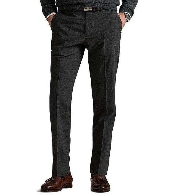Polo Ralph Lauren Weekday Solid Flat Front Stretch Pants, Dark Grey Prince of Wales - Image 1