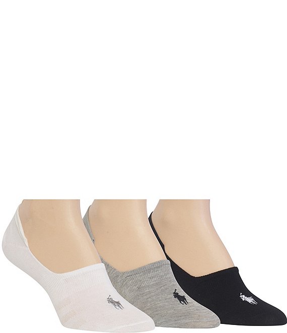 Polo Ralph Lauren Women's Flat Knit Sneaker Liner Socks, 3 Pack