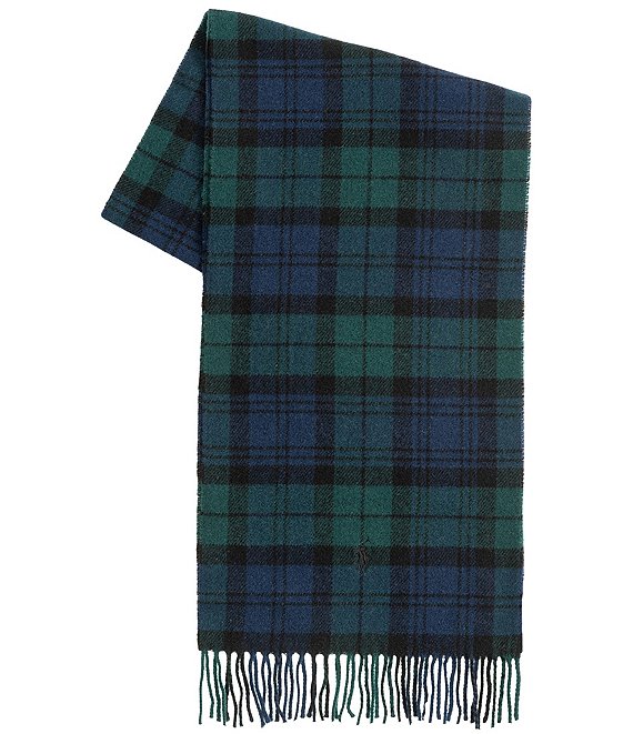 Buy NWT POLO RALPH LAUREN REVERSIBLE LODEN HEATHER PLAID WOOL SCARF