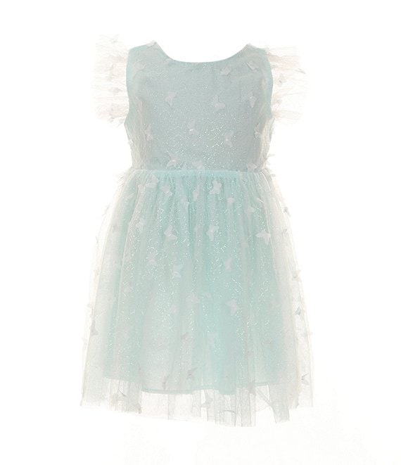 Popatu Little Girls 2-7 Flutter-Sleeve Butterfly-Pattern Mesh Dress ...