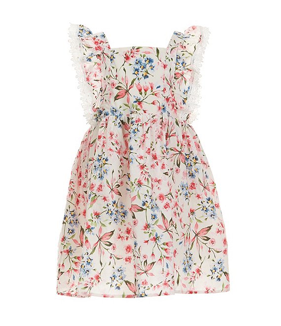 Popatu Little Girls 2-7 Flutter Sleeve Floral-Printed Fit & Flare Dress ...