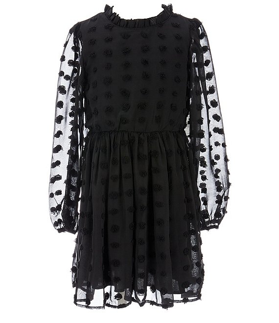 Poppies and Roses Big Girls 7-16 Long Sleeve High Neck Clip-Dot Dress ...