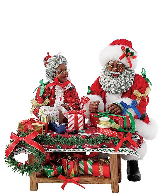 Possible Dreams Dillard's Exclusive Stuck On You African American Santa & Mrs. Claus 2-Piece Figurine Set
