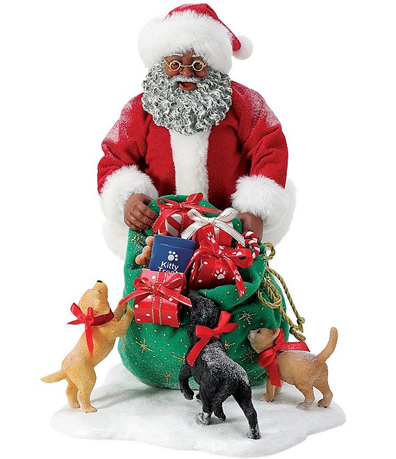 Possible Dreams Dillard's Exclusive Santa and His Pets Collection African American Santa Treats For All Figurine