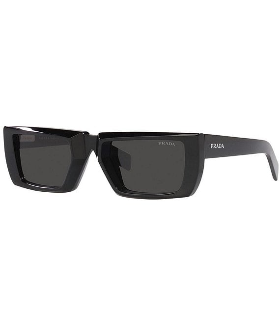 Color:Black - Image 1 - Unisex 55mm Rectangle Sunglasses