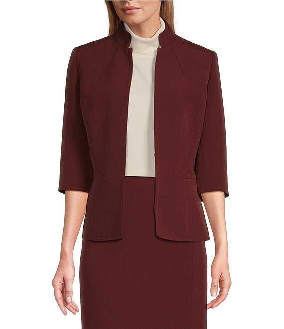 Preston & York Elsa Stretch Crepe 3/4 Sleeve Mandarin Collar Blazer |  Dillard's