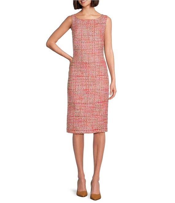 Preston & York Gloria Tweed Boat Neckline Sleeveless Dress