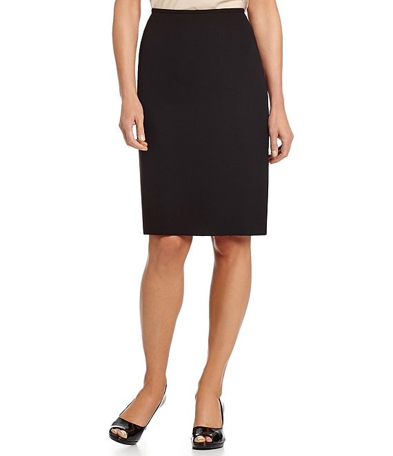 Color:Black - Image 1 - Kelly Stretch Crepe Suiting Knee Length Pencil Skirt