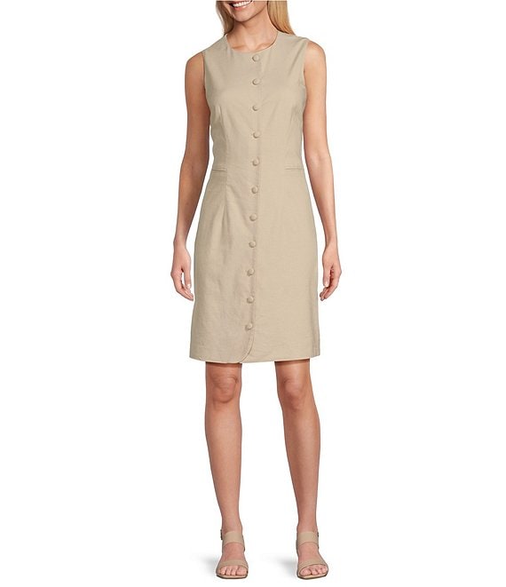 Preston & York Sherri Knee Length Sleeveless Linen Dress | Dillard's