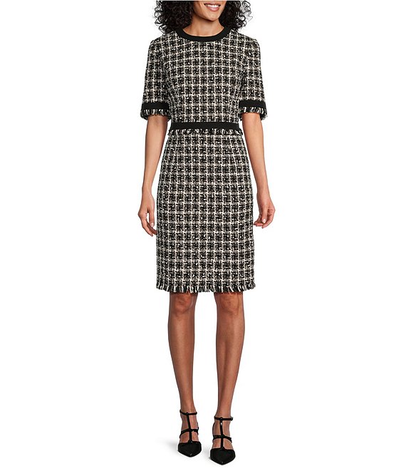 Preston & York Tweed Metallic Short Sleeve Terri Sheath Dress | Dillard's