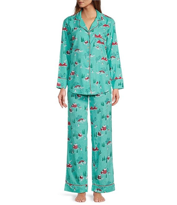 Printfresh Winter Wonderland Long Sleeve Notch Collar Flannel Holiday Pajama Set Dillard s