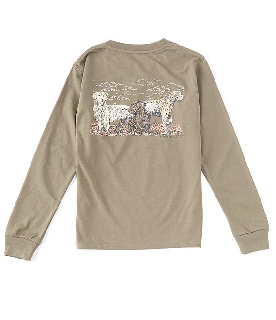 Properly Tied Big Boys 8-16 Long Sleeve Hunting Dogs Graphic T-Shirt