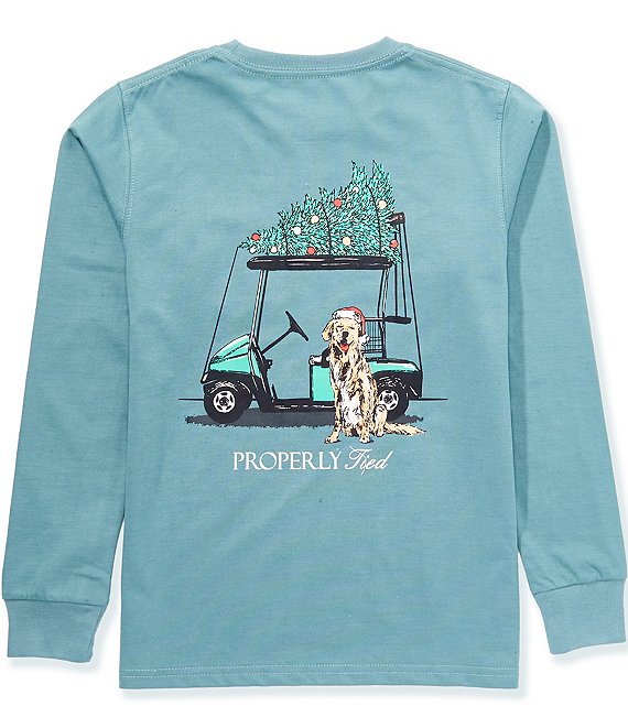 Properly Tied Big Boys Santa's Caddy Long Sleeve T-Shirt, Steel Blue - Image 1
