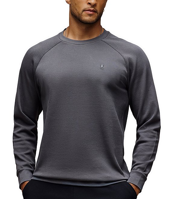 Psycho Bunny Evans Waffle Long Sleeve T-Shirt, Blackened Pearl - Image 1