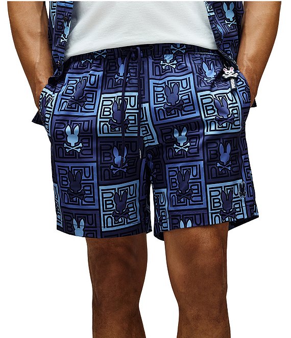 Psycho Bunny Gio Allover Print 6#double; Inseam Swim Trunks