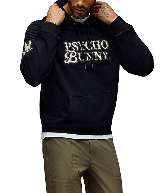 Psycho Bunny Janvi Embroidered Patch Hoodie, Black - Image 1