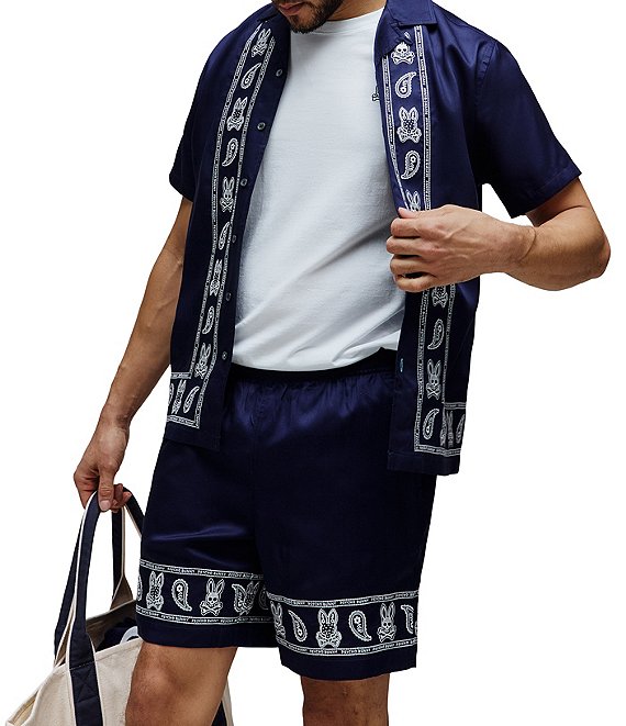 Psycho Bunny Luke Tencel Border Short Sleeve Shirt
