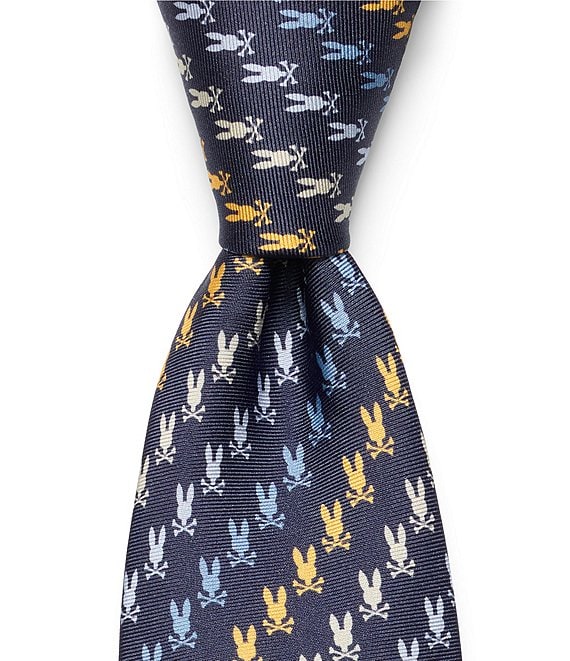 Psycho Bunny Multi Ears 3 1/4#double; Traditional Silk Tie