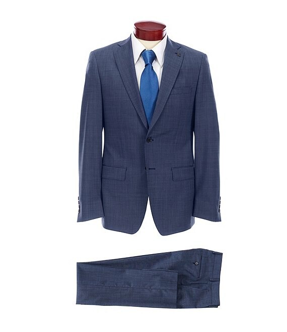 Color:Blue - Image 1 - Slim Fit Fancy Wool Suit