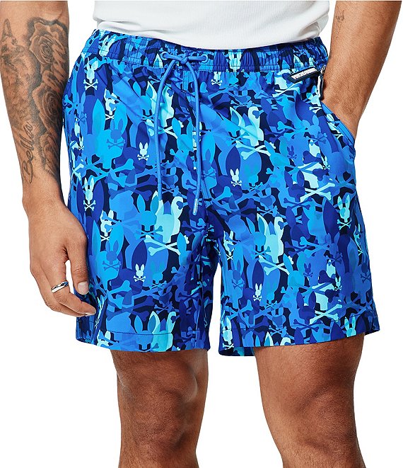 Psycho Bunny Tanner Allover Bunny Printed 5.75#double; Inseam Swim Trunks