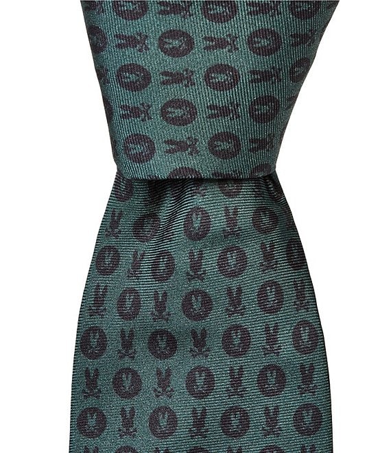 Psycho Bunny Two-Way Bunny Print Traditional Silk Tie
