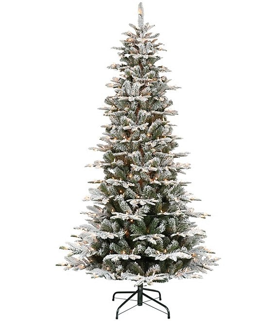 Puleo International Inc. Pre-Lit Flocked 6.5-ft. Artic Fir Slim Christmas Tree