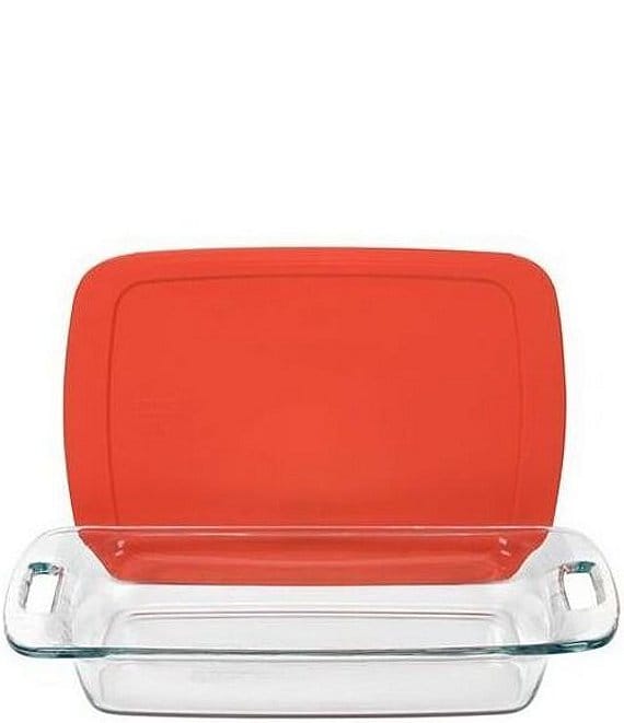 Pyrex Easy Grab 3-Quart Oblong Baking Dish with Red Plastic Cover