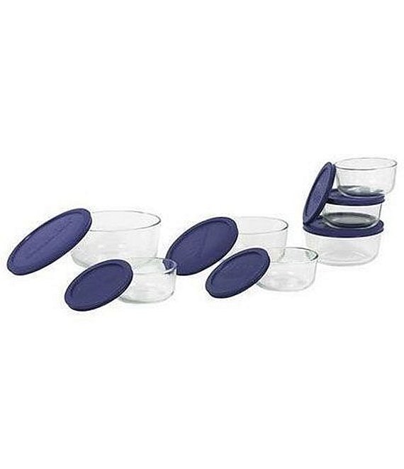  Pyrex Storage 2-Cup Round Dish, Clear with Blue Lid Case of 6  Containers: Home & Kitchen