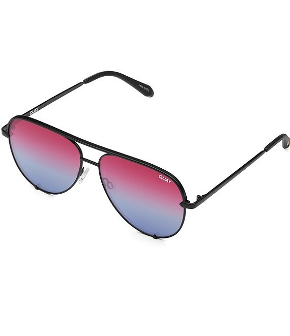 Color:Matte Black/Purple Blue - Image 1 - Unisex High Key 56mm Aviator Sunglasses