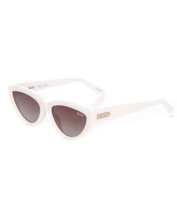 Color:Bone/Brown - Image 1 - Unisex Narrow Down Polarized 37mm Cat Eye Sunglasses