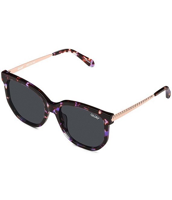 Color:Purple Tortoise - Image 1 - Women's Coffee Run Large 51mm Cat Eye Polarized Sunglasses