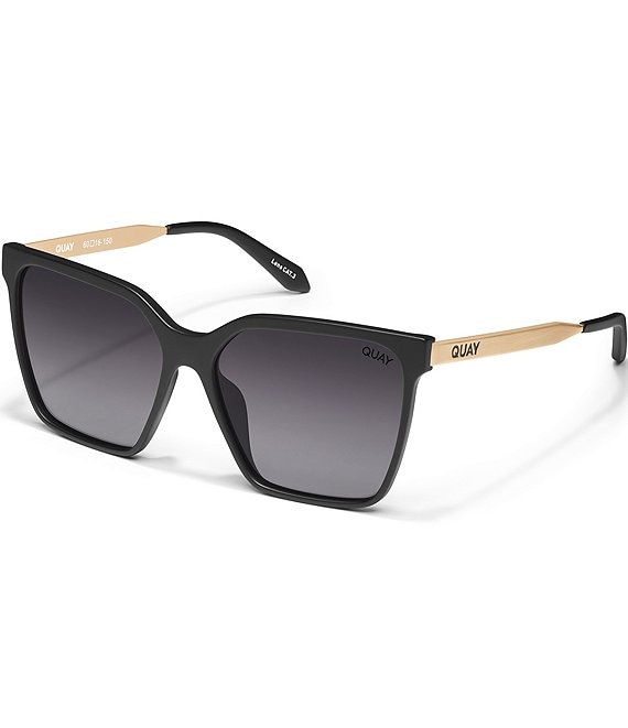 Color:Matte Black/Smoke - Image 1 - Women's Level Up Remixed 52mm Square Polarized Sunglasses