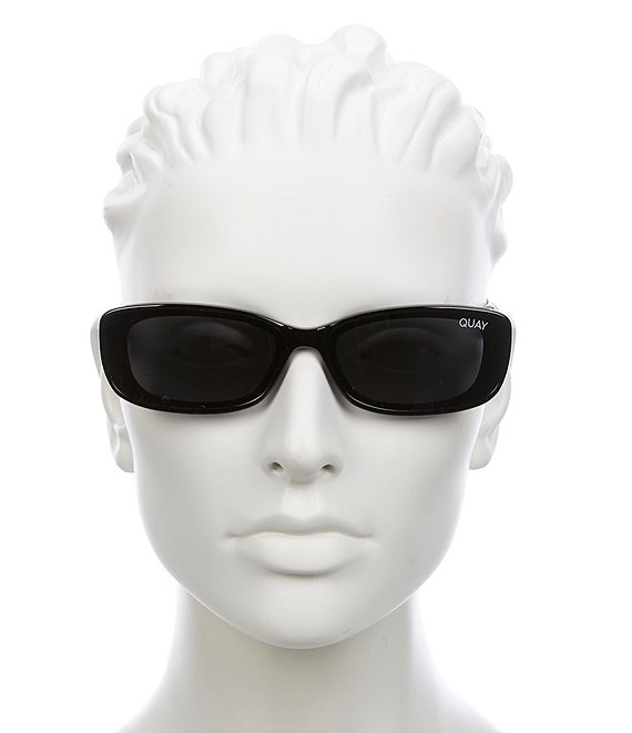 Quay Australia Vibe Check Polarized Black Sunglasses VIBE CHECK Narrow Rectangular Sunglasses | Polarized  main image 4