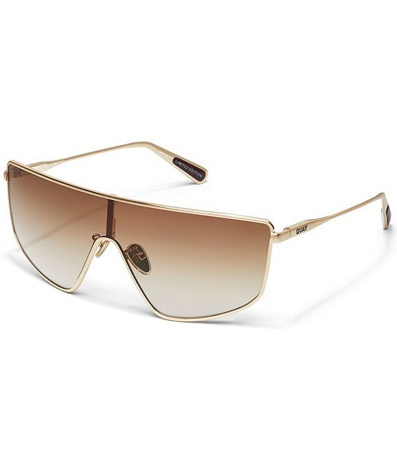 NEW! Quay Entourage Gold Shield Sunglasses with Sepia Gradient Lens QUAY Entourage Sunglasses - Brushed Gold/Sepia (Limited  main image 3