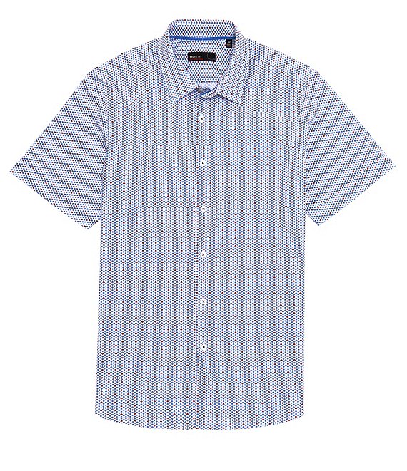Quieti Blue Geo Print Performance Short-Sleeve Woven Shirt | Dillard's