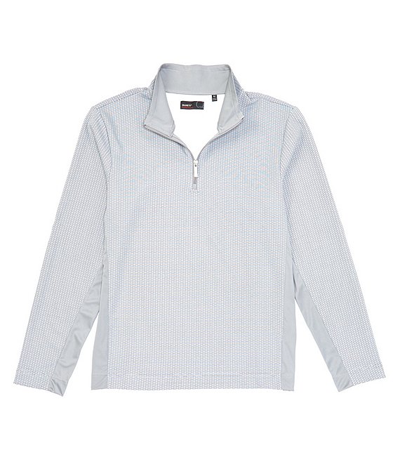 Color:Grey - Image 1 - Dobby Textured Quarter-Zip Pullover