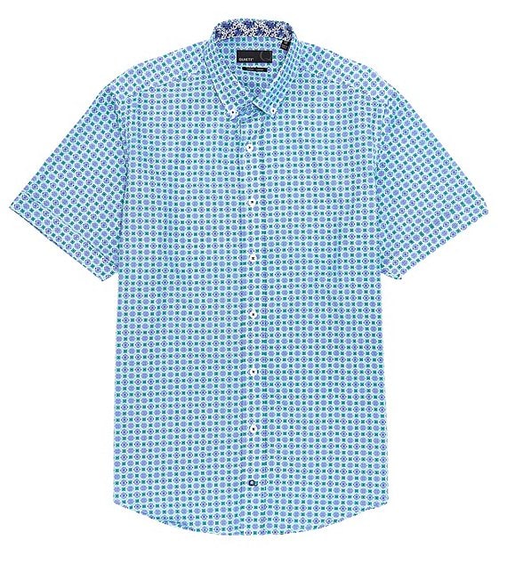 Quieti Foulard Print Stretch Short-Sleeve Woven Shirt | Dillard's