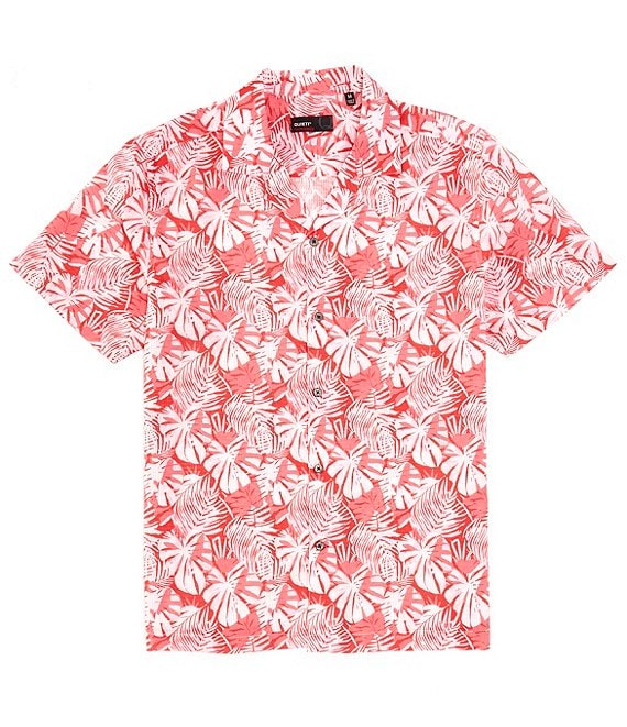 Quieti Performance Stretch Leaf Print Short Sleeve Woven Camp Shirt ...