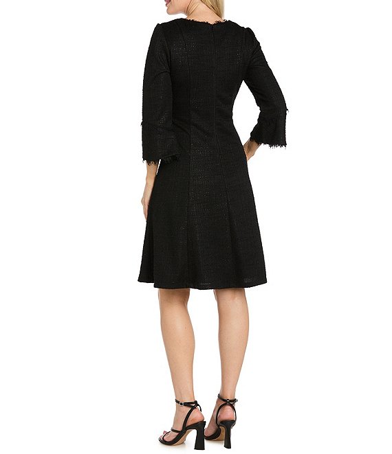 R & M Richards 3/4 Sleeve Gold Button Knit Dress | Dillard's