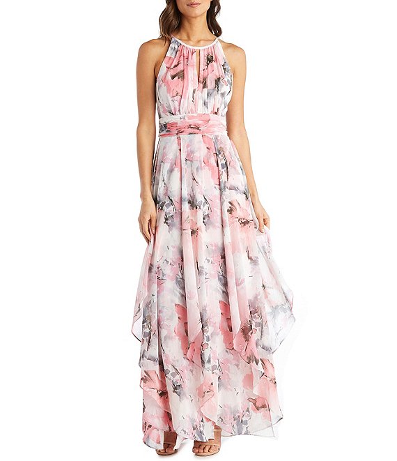 MARCHESA NOTTE Tiered embellished floral-print chiffon gown | THE OUTNET