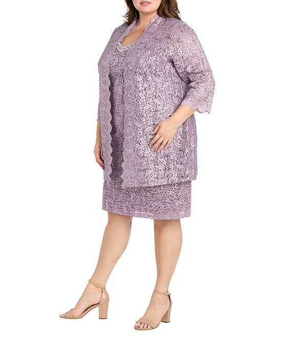 R & M Richards Plus Size 2-Piece Scalloped Lace Jacket Dress R & M Richards Plus Size 2-Piece Scalloped Lace Jacket Dress