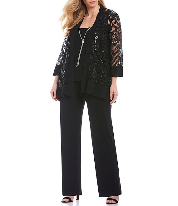 dillards plus size women's pant suits